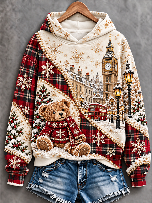 Women's British-Style Christmas Art-Print Regular Sweatshirt