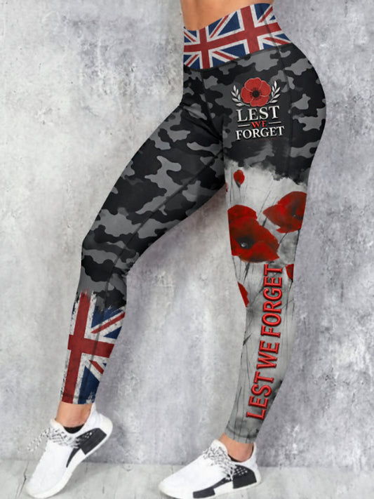 Women's Remembrance Day Lest We Forget High Waisted Leggings