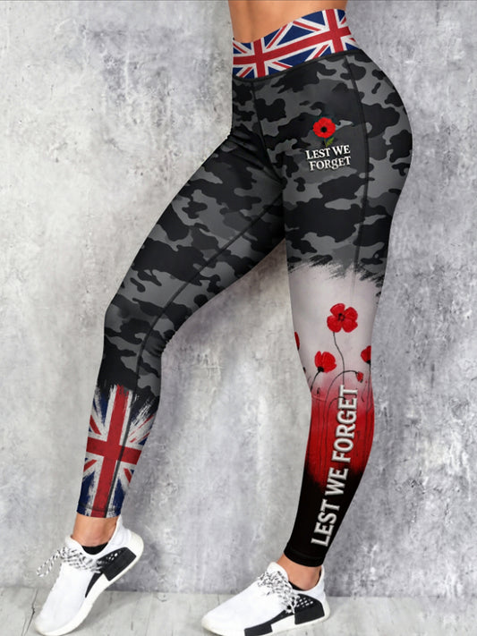 Women's Remembrance Day Lest We Forget High Waisted Leggings