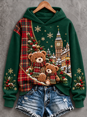 Women's British-Style Christmas Art-Print Regular Sweatshirt