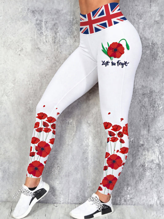 Women's Remembrance Day Lest We Forget High Waisted Leggings