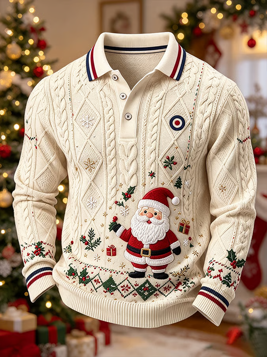 Men's Mods Culture Uk Music Lover Christmas Printed long sleeve polo