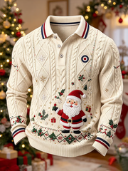Men's Mods Culture Uk Music Lover Christmas Printed long sleeve polo
