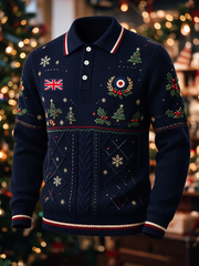 Men's Mods Culture Uk Music Lover Christmas Printed long sleeve polo