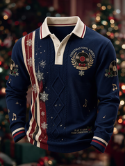 Men's Mods Culture Uk Music Lover Christmas Printed long sleeve polo