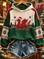Women's Christmas Welsh Dragon Print Sweatshirt