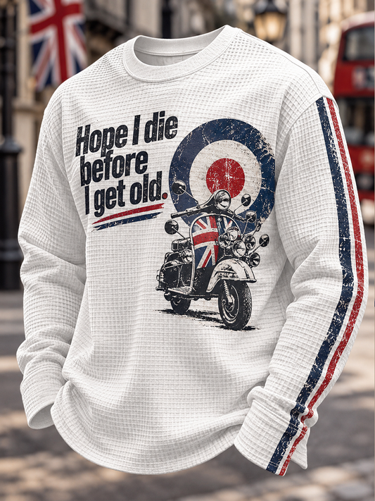 Men's UK Music Lover Mods Art Printed Waffle Sweatshirt
