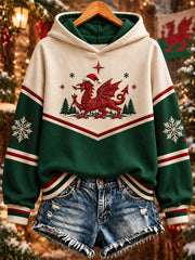 Women's Christmas Welsh Dragon Print Sweatshirt