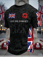Men's Remembrance Day Lest We Forget  short sleeves t-shirt