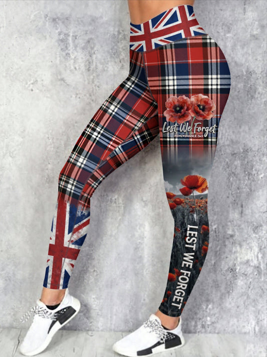 Women's Remembrance Day Lest We Forget High Waisted Leggings
