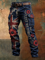 Men's Lest We Forget Print Casual Work Trousers