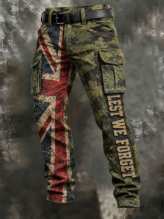 Men's Lest We Forget Camouflage Print Casual Work Trousers