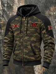 Men's Lest We Forget Camouflage Print Zip-Up Hoodie