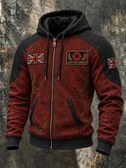 Men's Lest We Forget Print Zip-Up Hoodie