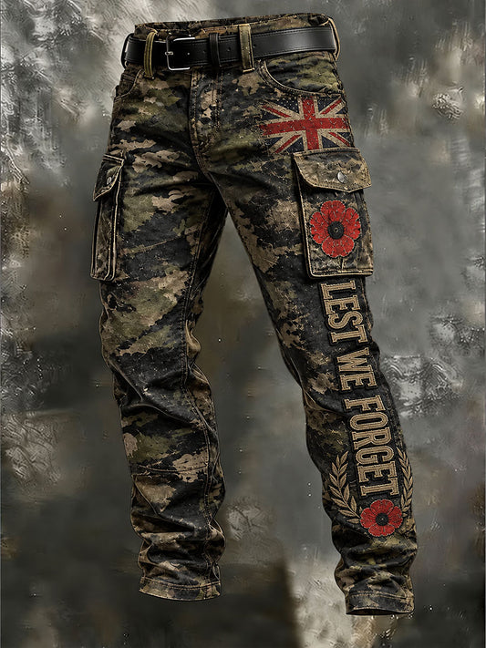 Men's Lest We Forget Camouflage Print Casual Work Trousers