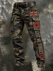 Men's Lest We Forget Camouflage Print Casual Work Trousers