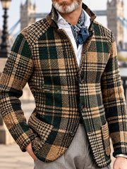 Men's British Style Plaid Print Outerwear