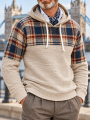 Men's British Style Plaid Print Casual Hoodie