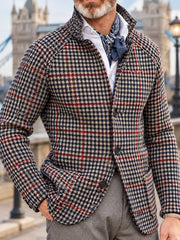 Men's British Style Plaid Print Outerwear