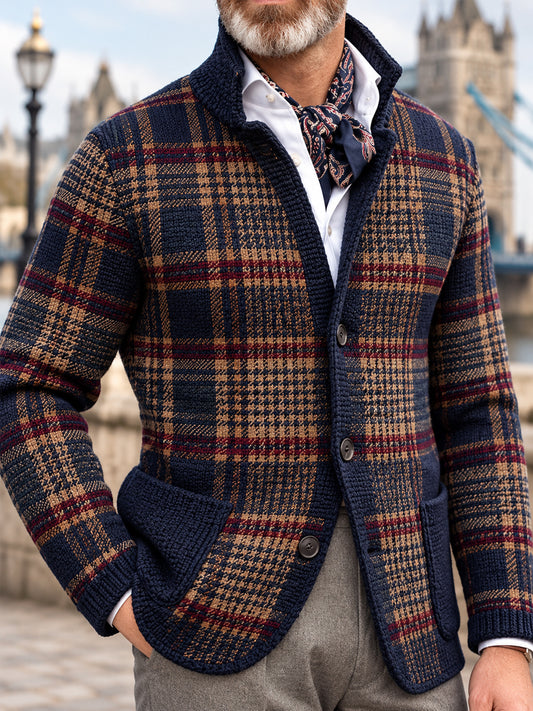 Men's British Style Plaid Print Outerwear