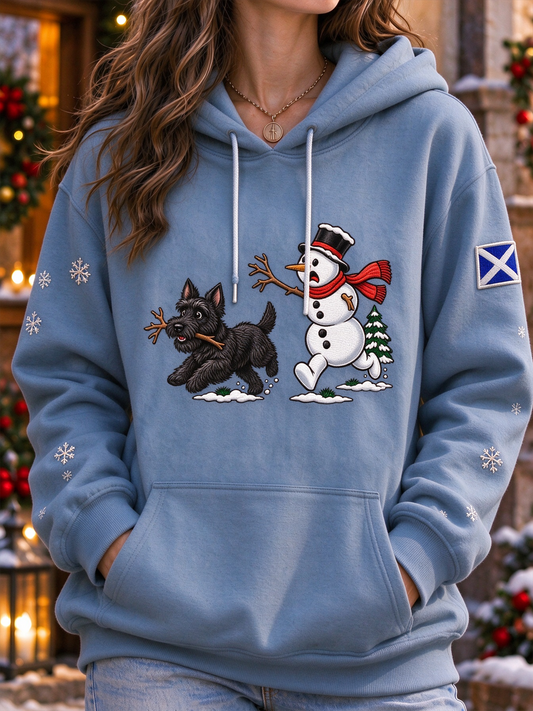 Women's Scottish Christmas Scottish Terrier printed hoodie