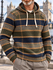 Men's British Style Plaid Print Casual Hoodie
