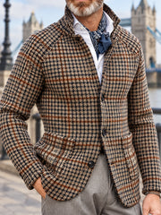 Men's British Style Plaid Print Outerwear
