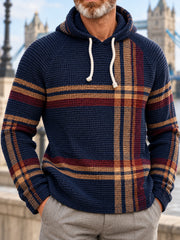 Men's British Style Plaid Print Casual Hoodie