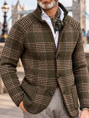 Men's British Style Plaid Print Outerwear