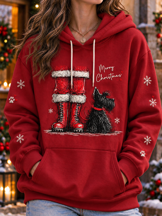 Women's Scottish Christmas Scottish Terrier printed hoodie