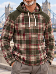 Men's British Style Plaid Print Casual Hoodie