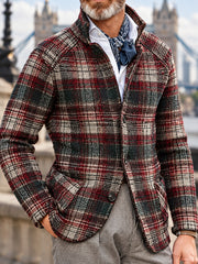 Men's British Style Plaid Print Outerwear