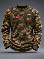 Men's Lest We Forget Camouflage Print Waffle Sweatshirt