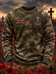 Men's Lest We Forget Camouflage Print Waffle Sweatshirt