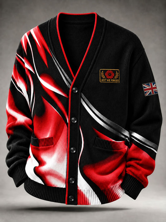 Men's Lest We Forget Print Cardigan