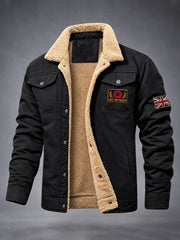 Men's Lest We Forget Print Thickened Velvet Jacket