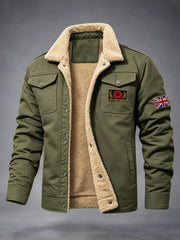 Men's Lest We Forget Print Thickened Velvet Jacket