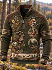 Men's Hunting Season Hunting Nature Wildlife Territory Hound Portrait Print Polo Sweatshirt