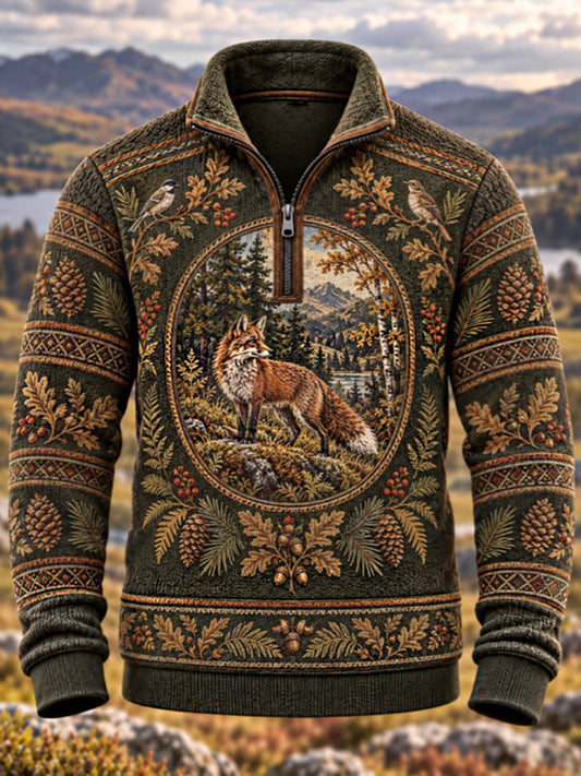 Men's Hunting Season Hunting Nature Wildlife Territory Hound Portrait Print Polo Sweatshirt