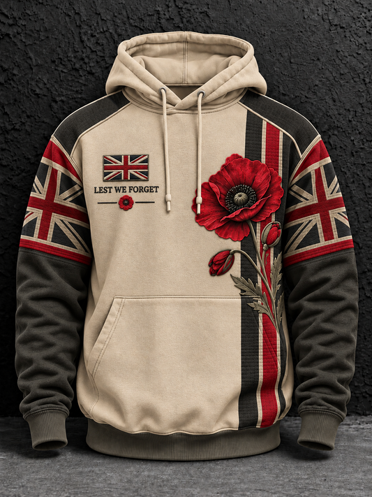 Men's Remembrance Day Oversized Drop-Shoulder Hoodie With Pockets
