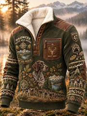 Men's Hunting Season Waidmannsheil Forest Game Reserve Stag and Hound Print Polo Sweatshirt