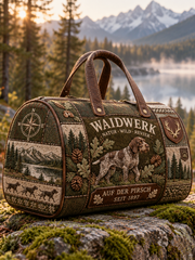 Hunting Season Stag and Hound Print Olive Green Field Bag