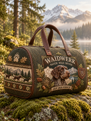 Hunting Season Stag and Hound Print Olive Green Field Bag