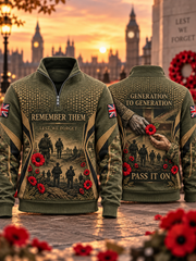 Men's REMEMBER THEM GENERATION TO GENERATION PASS IT ON LEST WE FORGET Zip-Up Hoodie