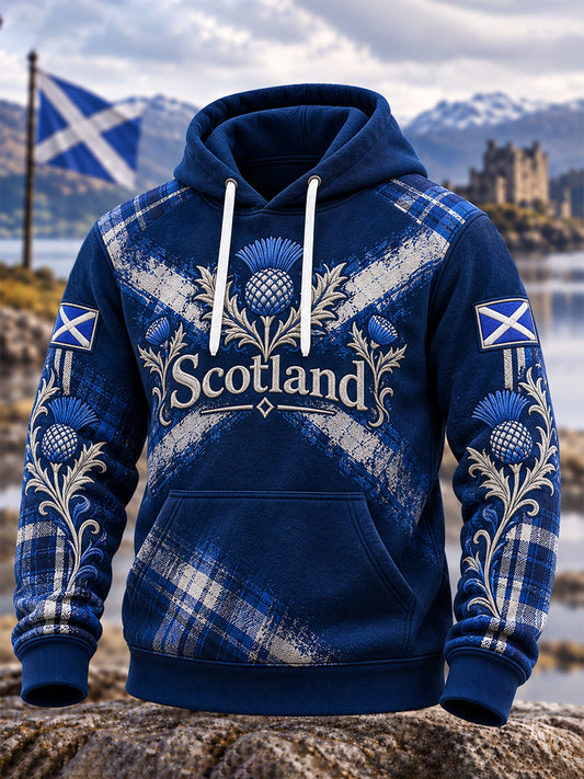 Men's St. Andrew's Day Print Oversized Drop-Shoulder Hoodie with Pockets