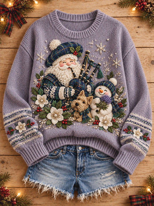 Women's Scotland Christmas Art Printed Sweater