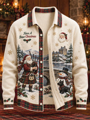 Unisex Scotland Christmas Art Printed Cardigan