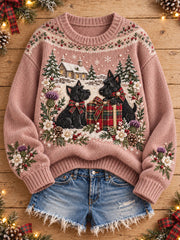 Women's Scotland Christmas Art Printed Sweater