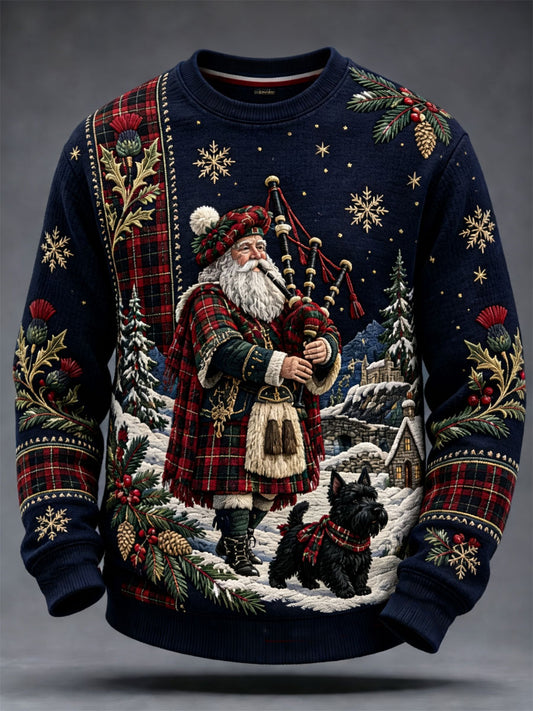 Men's Scottish Christmas Printed Waffle Sweatshirt