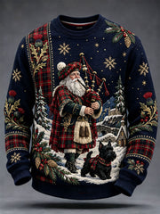 Men's Scottish Christmas Printed Waffle Sweatshirt